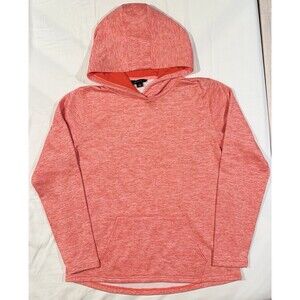 Emily B Fleece Lined Hoodie Hooded Sweatshirt Women L Coral Orange Soft Cozy EUC